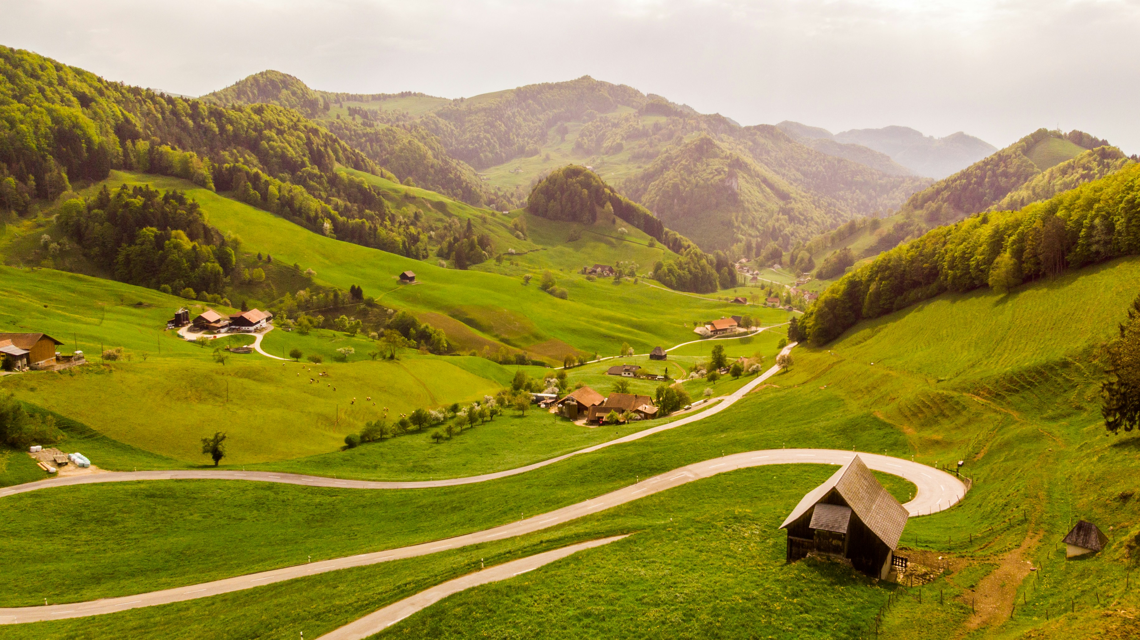 Charming village scene in the Swiss Alps